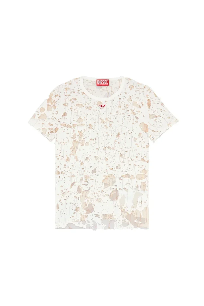 t-uncyna T-shirt z tiulu z przetartym dżersejem