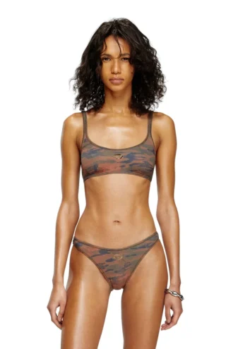 ut-bra-top-utlt Stanik bikini w kamuflażu z wyciętym logo ut-bra-top-utlt Stanik bikini w kamuflażu z wyciętym logo
